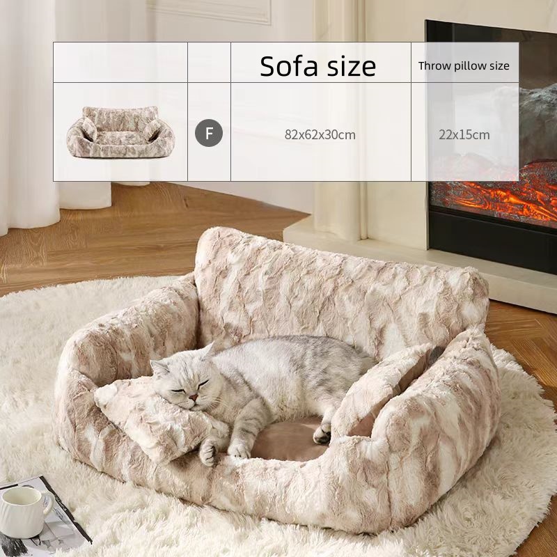 Fluffy plush Dog Cat Pet Sofa Soft calming sofa bed suitable for medium sized small cats and dogs