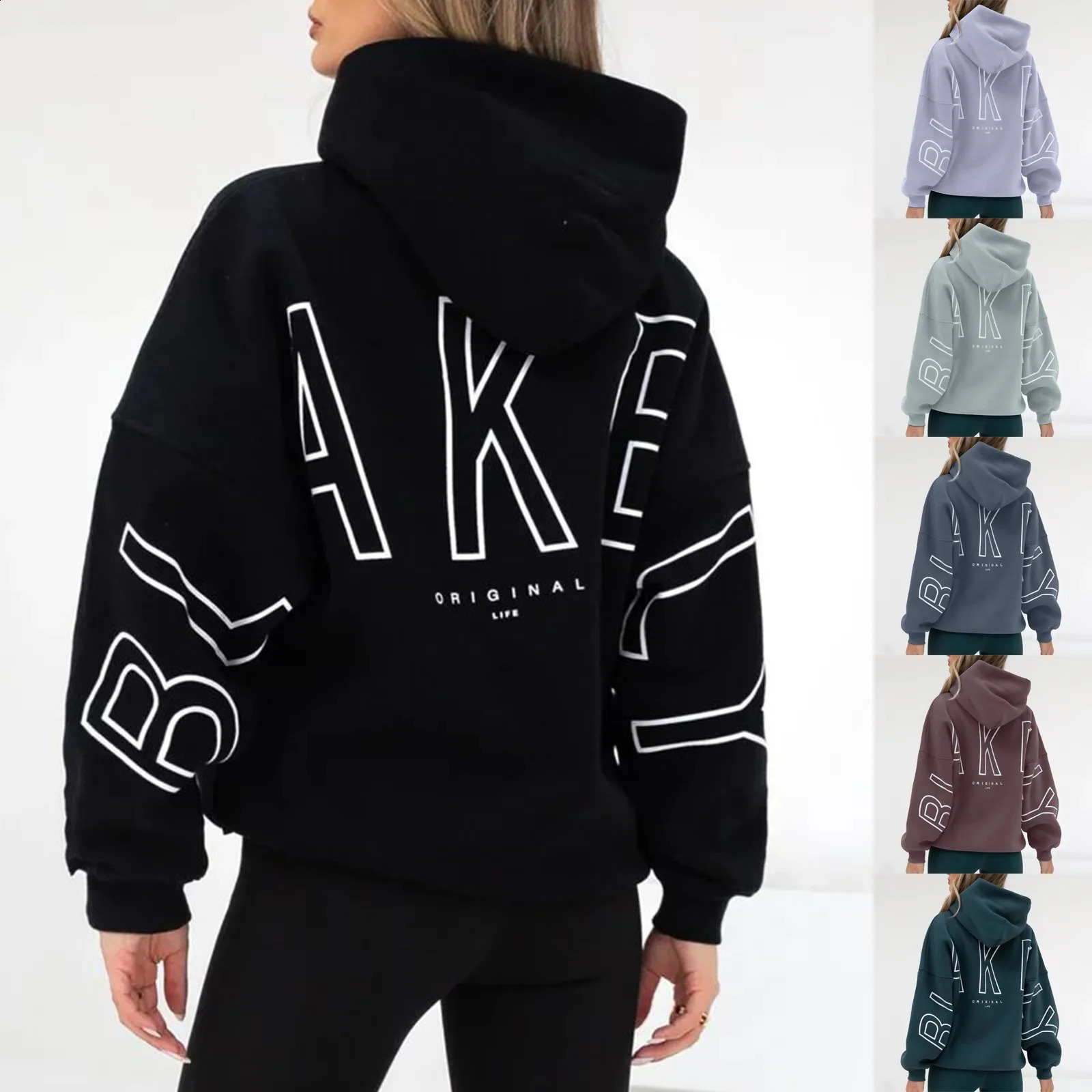 Classic Solid Color Simple Lazy Style Basic Hoodies For Men And Women Letter Printed Soft Sports Pullover Sweatshirt 250113
