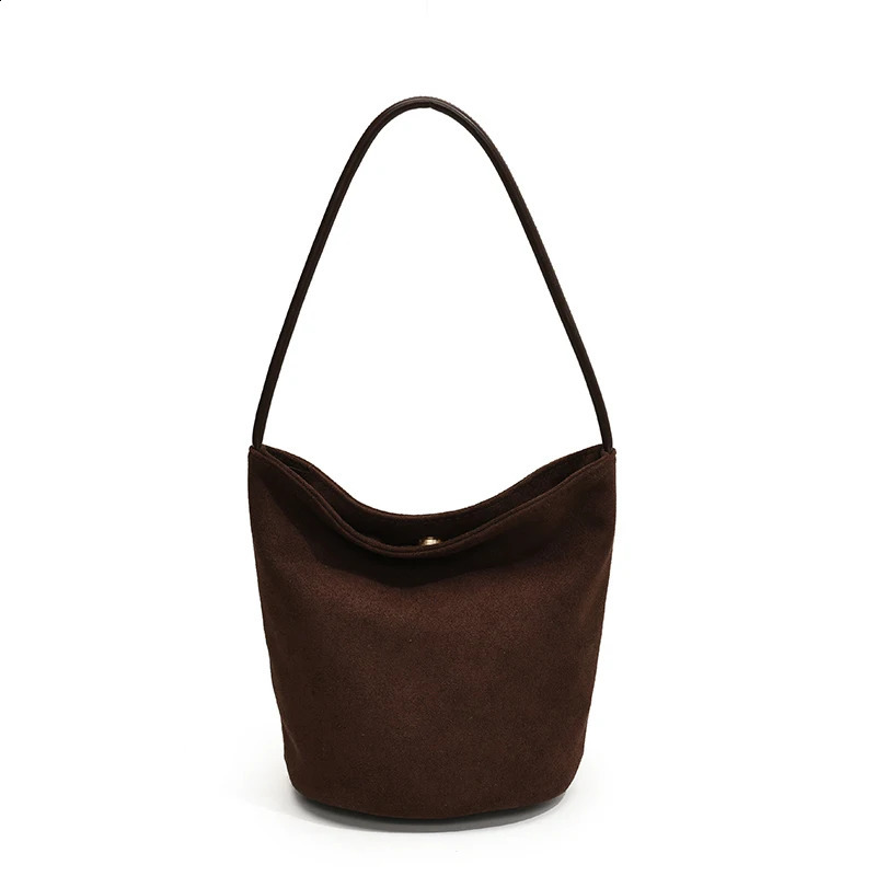 Women Faux Suede Bucket Bag Fashion Shoulder Solid Color ner Purse Top Handle Outdoor Travel 250114
