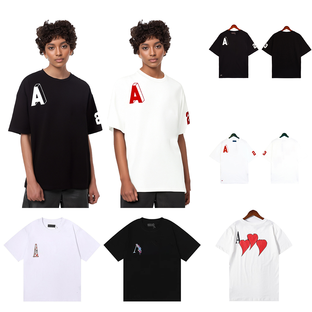 Men's T-shirt designer clothing summer loose casual short sleeved American trendy brand slanted letter printed pure cotton round neck top