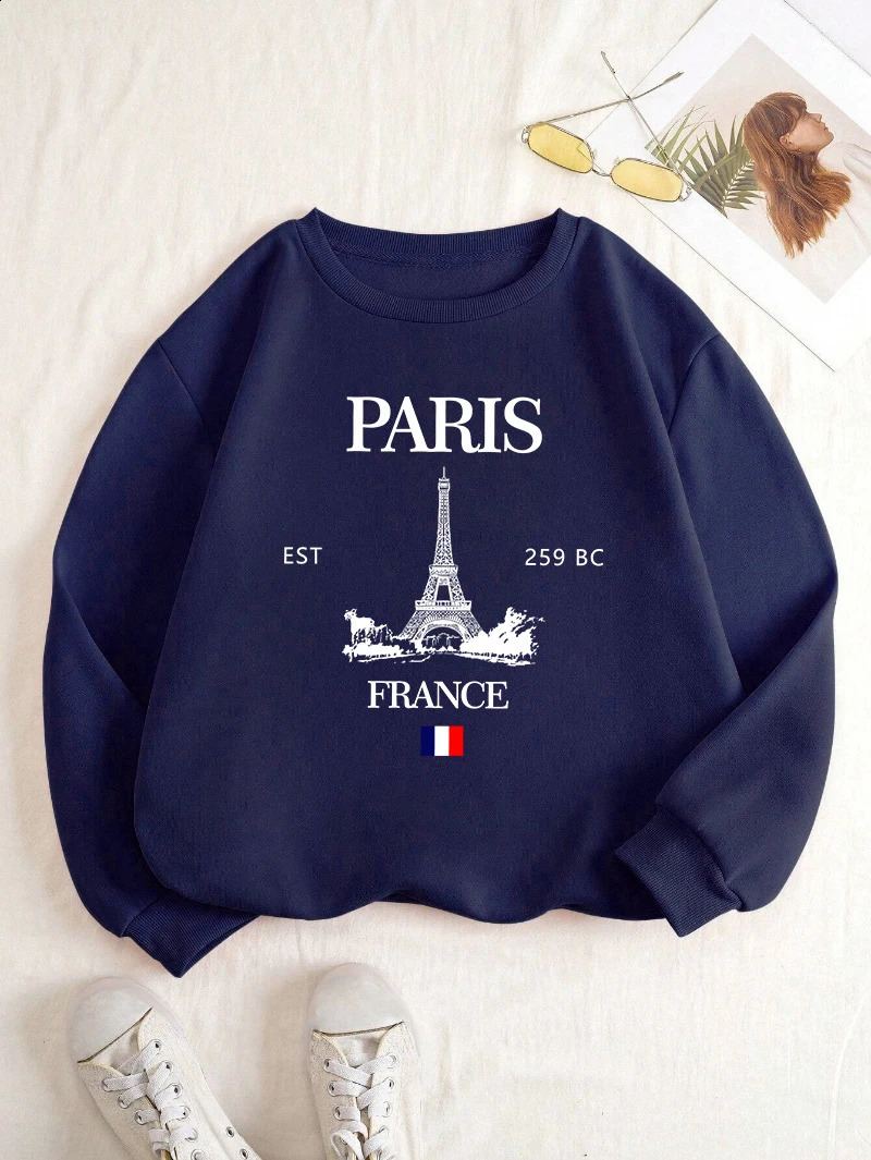 Fashion Womens Hoodie Paris France Eiffel Tower Printing Sweatshirt Warm Fleece Comfortable Pullovers Autumn Female Streetwear 250114