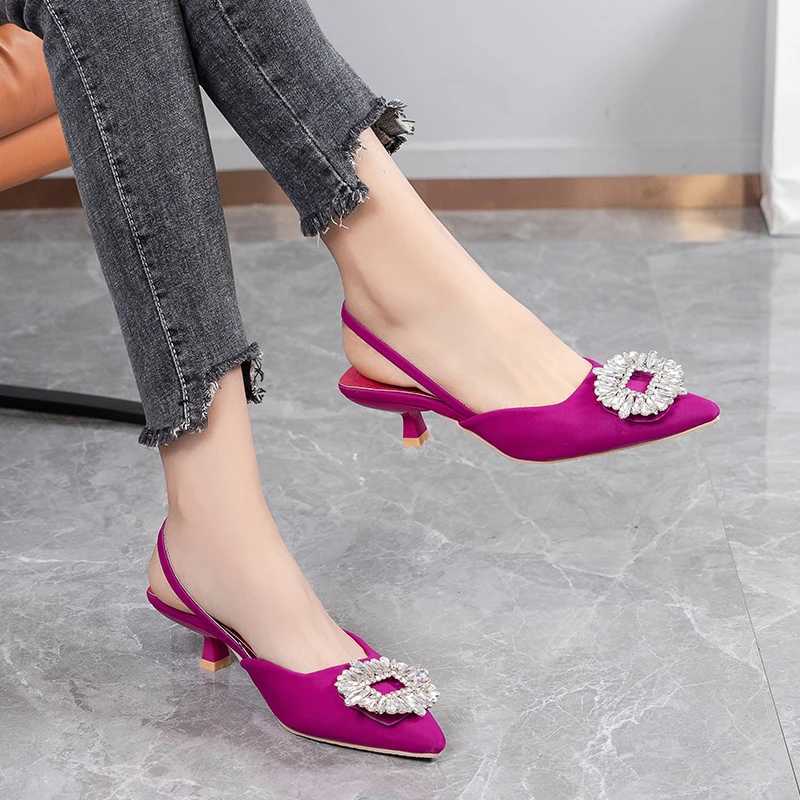 Summer Bride Cfortable Triangle Heeled Party Wedding Shoes 2022 Brand Wen Pumps Crystal Sgback High H Z250121