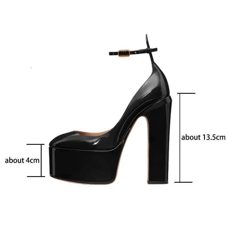 European And American High Heels, Thick Soled Buckle Strap, Show Single Shoes, Women's Fashion Banquet, Mary Jane Shoes