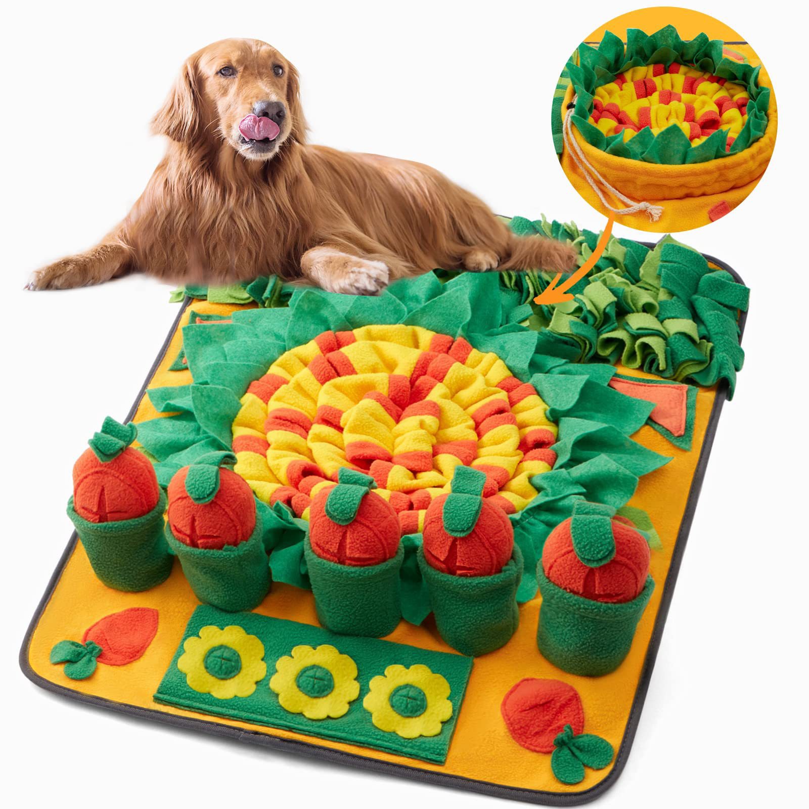Snuffle Mat for Dogs Large Dog Feeding Mats Pet Dog Sniff Mat Nosework Slower Feeder Interactive Dog Mat for Stress Relief Encourage Natural Foraging 