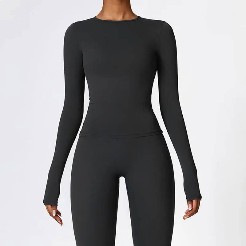 HGC Long Sleeve Workout Top Gym Pilates Clothes Women Active Wear Sports Shirt High Elastic Fitness Yoga Clothing Running Shirts 250120