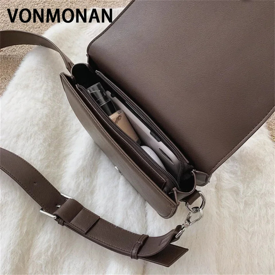 Retro Solid Color Saddle Bag High Quality Leather Shoulder Bags for Women Simple Ladies Crossbody ner Handbags 250114