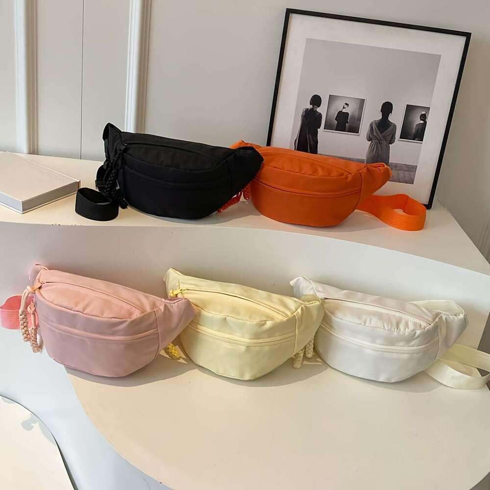 Multi pocket women's solid color casual sports crossbody and chest bag, outdoor hip waist bag