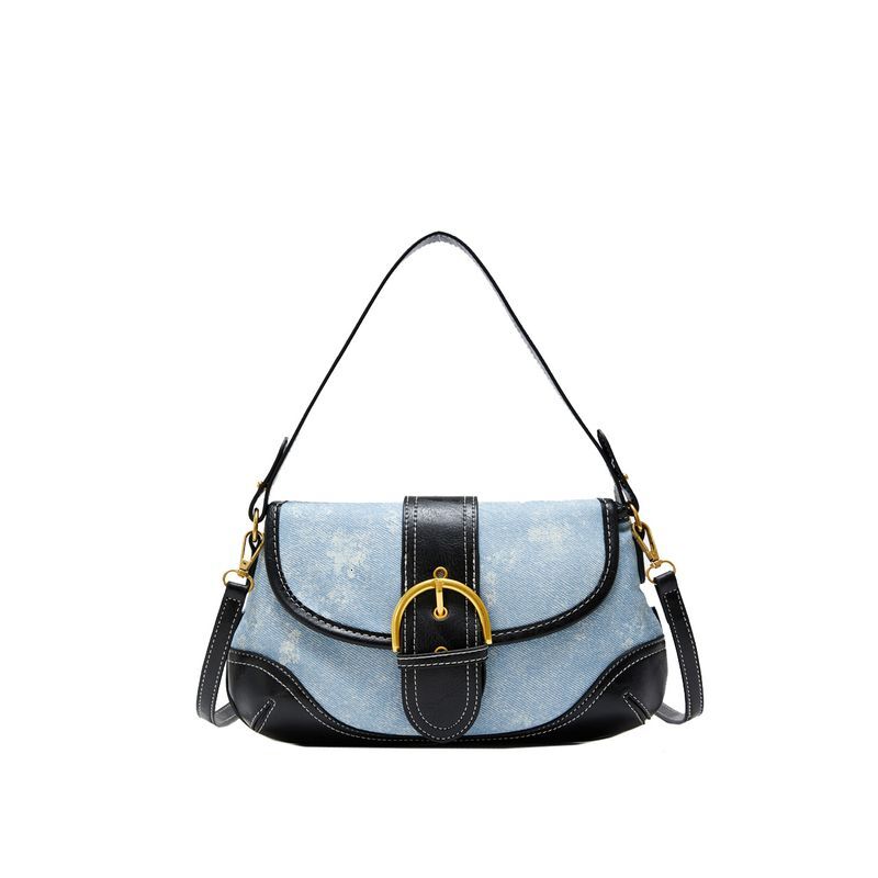 New Simple Retro Ing Denim Underarm Pea Hot Girl One Shoulder Handbag Crossbody Bag Female