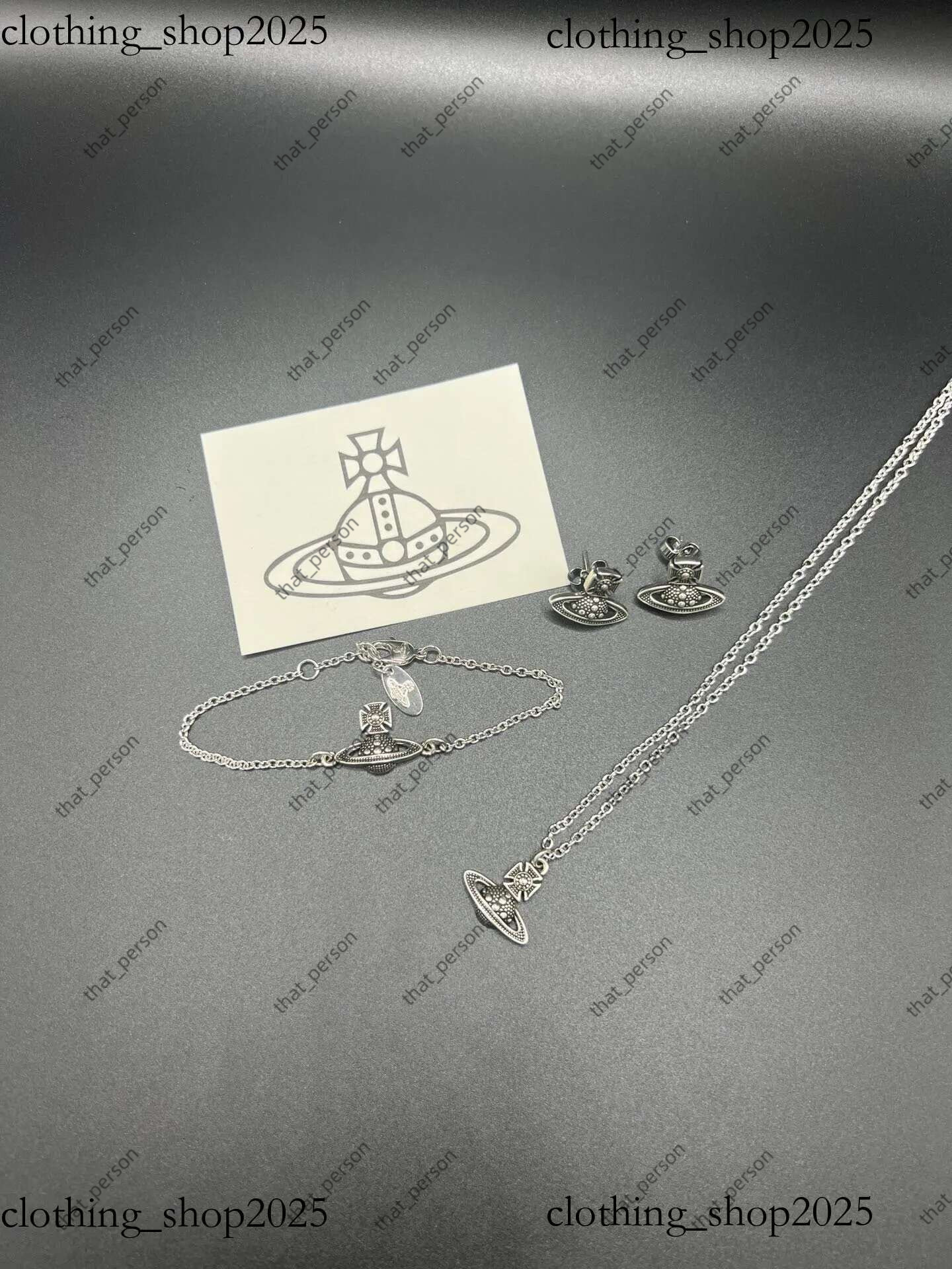 Designer viviane west wood Jewelry New Western Empress Dowager Earnail Necklace Bracelet Saturn Set Art Pearl Black Silver Set a3d b30