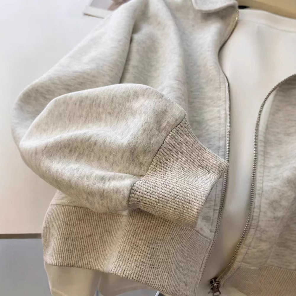 Flip Collar Double Zipper Hoodie For Women Autumn And Winter With Thick Cardigan Jacket Short Loose Trendy Women Jackets Coat Woman 241209