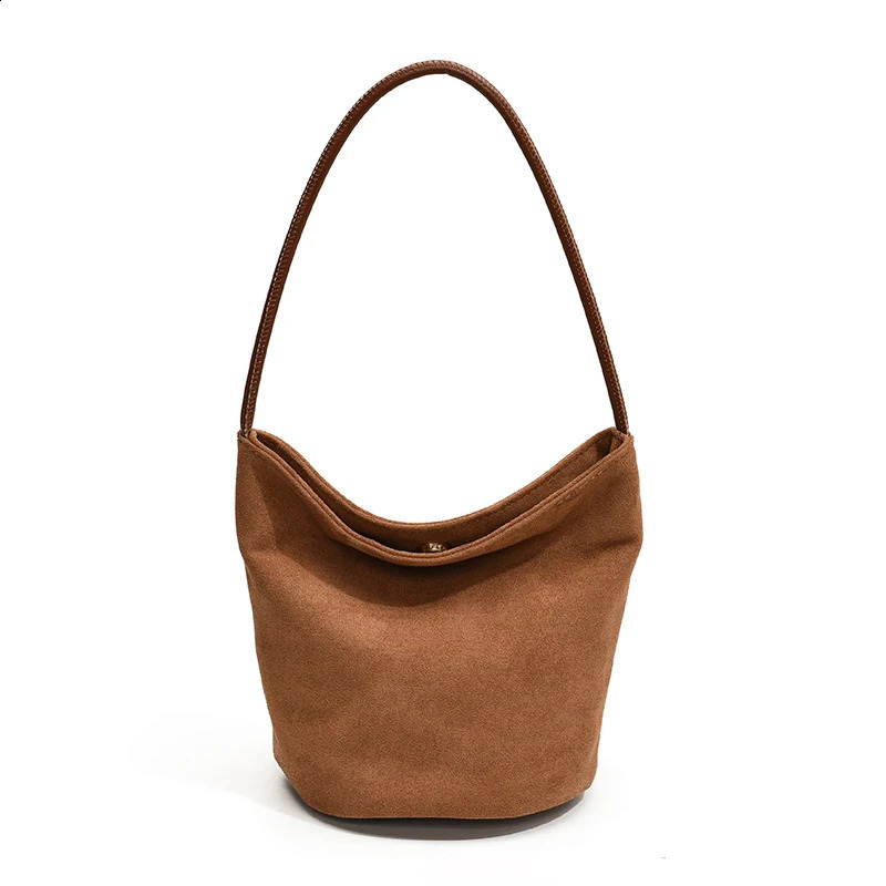Women Faux Suede Bucket Bag Fashion Shoulder Solid Color ner Purse Top Handle Outdoor Travel 250114