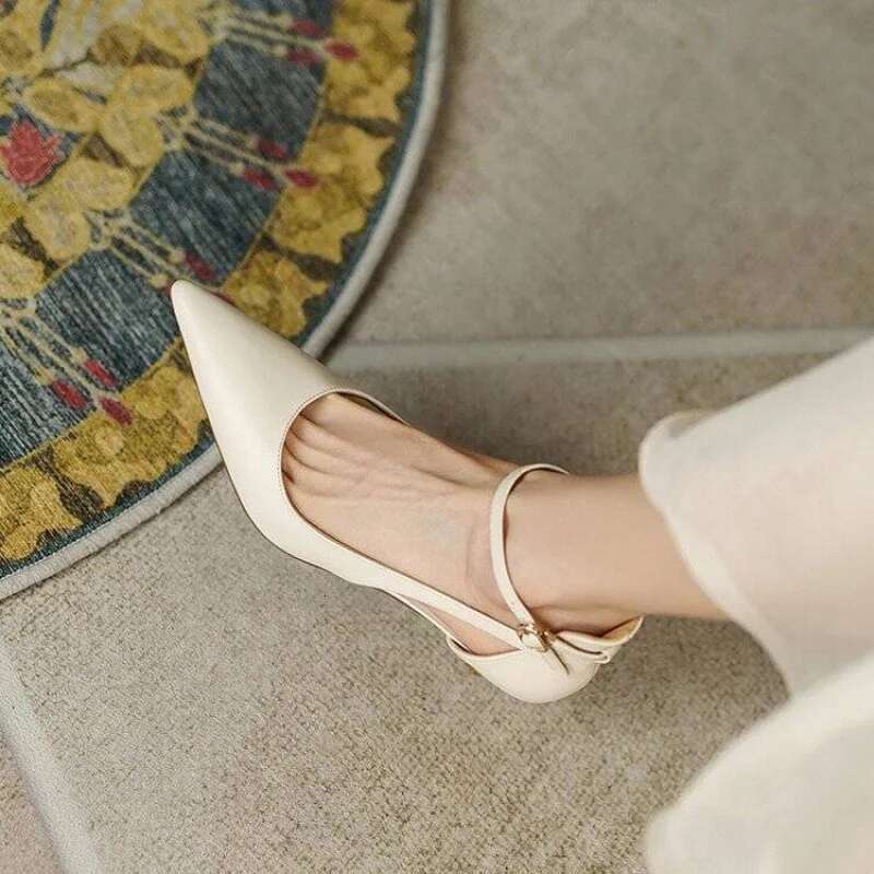 Women 2025 Spring Solid Colors Pointed Medium Heels Fashion Elegant Casual Shoes Party Sandals Pumps Talon atos