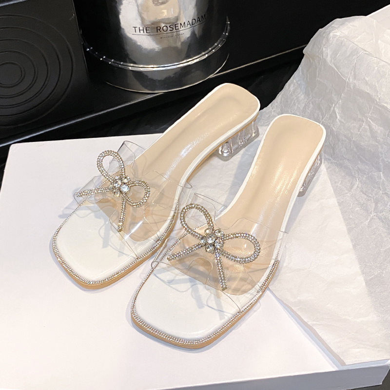 Women Slippers NEW Bow Design Fashion Fairy Style High Heel New Trendy Triple Black Beige Free shipping