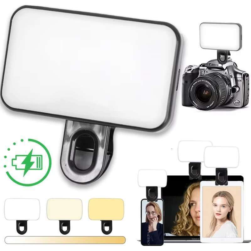 Conférence remplit portable LED ordinateur portable webcam Clip Climping 3 modes Lights Réglable Ajouter la lumière pour la vidéo de prise de vue