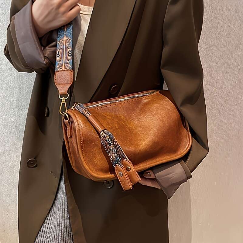 Pattern zipper crossbody fashionable bag, wide shoulder strap, large capacity daily wallet - view 5