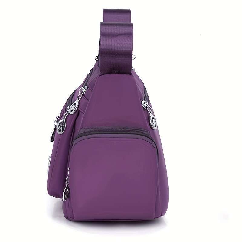 Neutral new nylon men's women's bags Oxford fabric single shoulder crossbody travel Middle aged and elderly multi-layer leisure bag