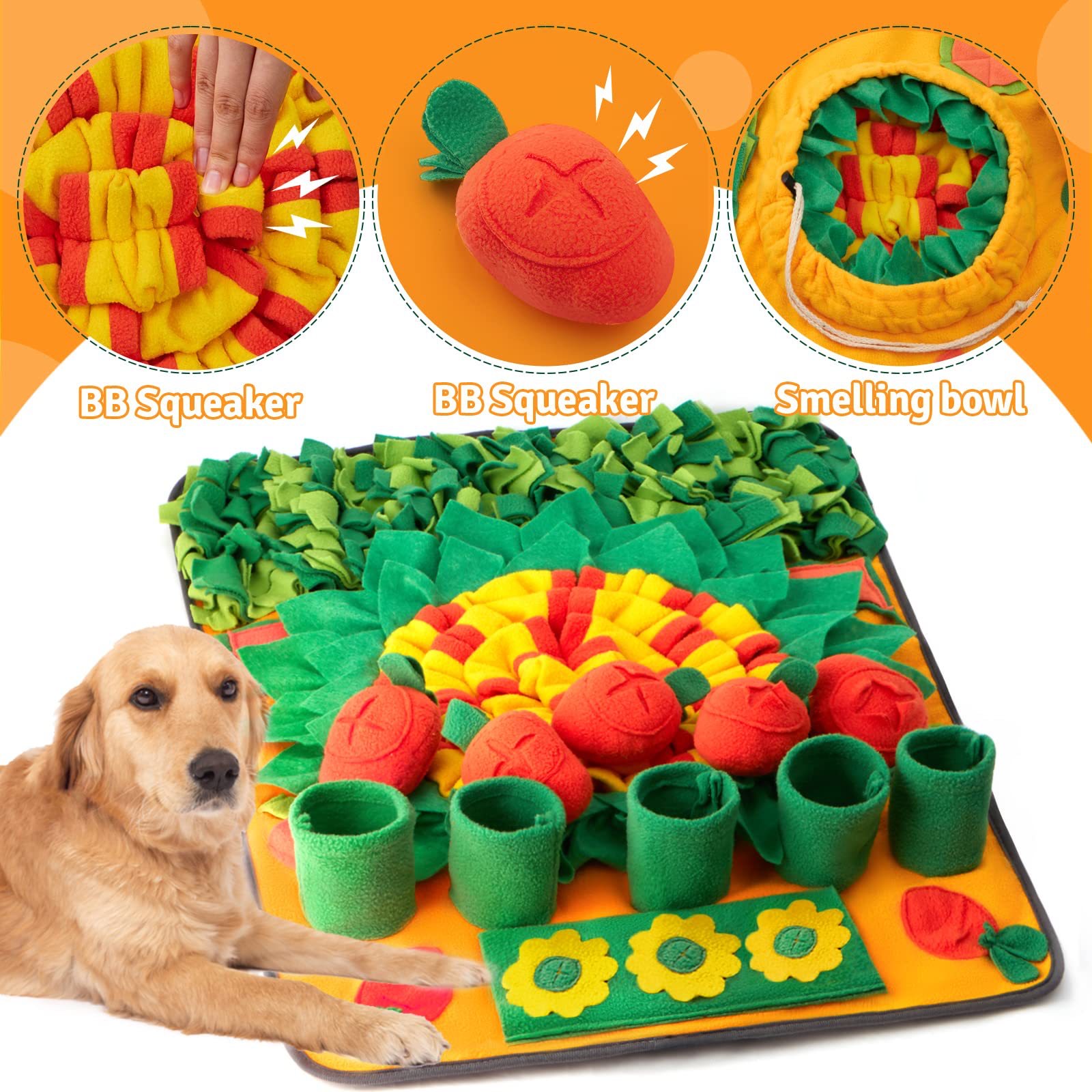 Snuffle Mat for Dogs Large Dog Feeding Mats Pet Dog Sniff Mat Nosework Slower Feeder Interactive Dog Mat for Stress Relief Encourage Natural Foraging  - view 6