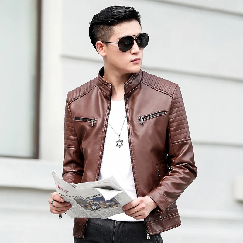 Coat Men Casual Biker Zipper Jackets Male Mens Leather Jacket Slim Fit Motorcycle 250109Z