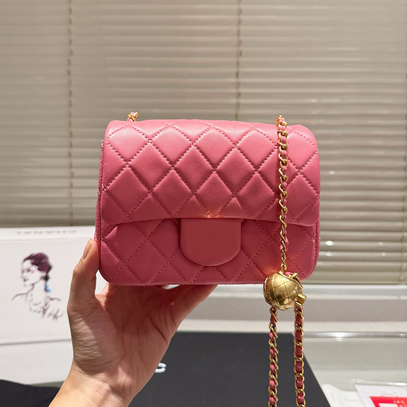 6 Colors Ladies Designer Classic Flap Bag Golden Ball Quilted Lambskin Leather Gold Hardware Adjusting Matelasse Chain Wallet Shoulder Tote Cross Handbag 17/20cm