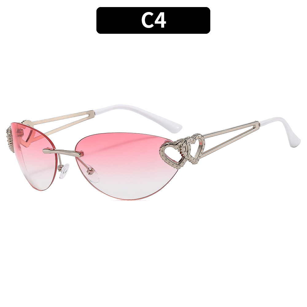 Frameless hot girl sunglasses, high-end street photography sunglasses, women's sunglasses