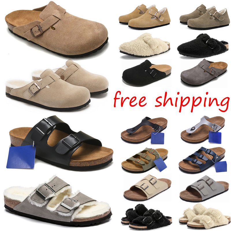 Free Shipping Designer Clogs Sandals Clog Slippers Cork Flat High Quality Fashion Summer Winter Genuine Sude Leather Slide Favourite Beach Casual Shoes