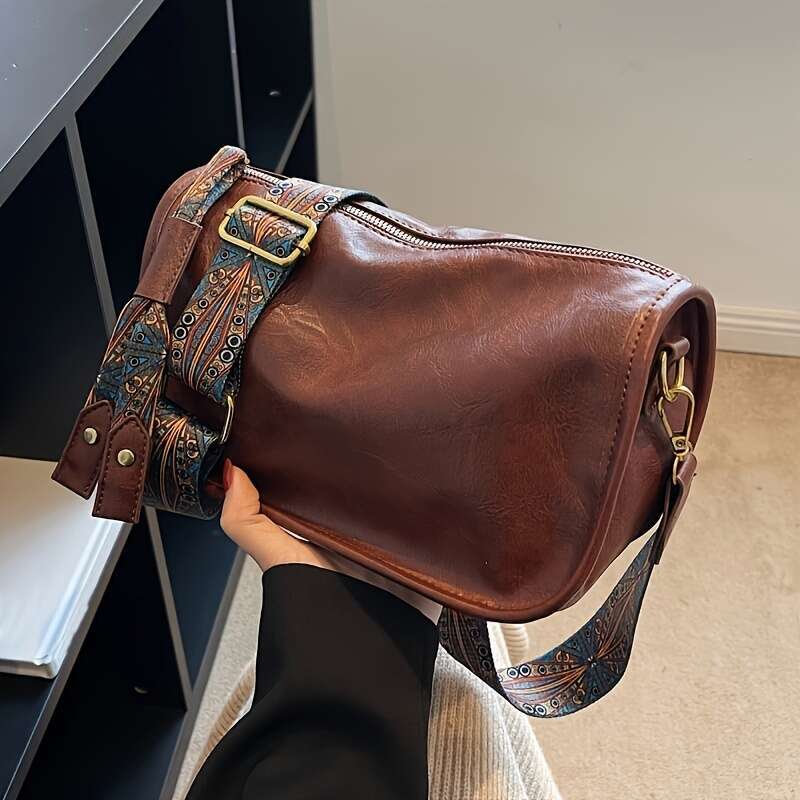 Pattern zipper crossbody fashionable bag, wide shoulder strap, large capacity daily wallet - view 3