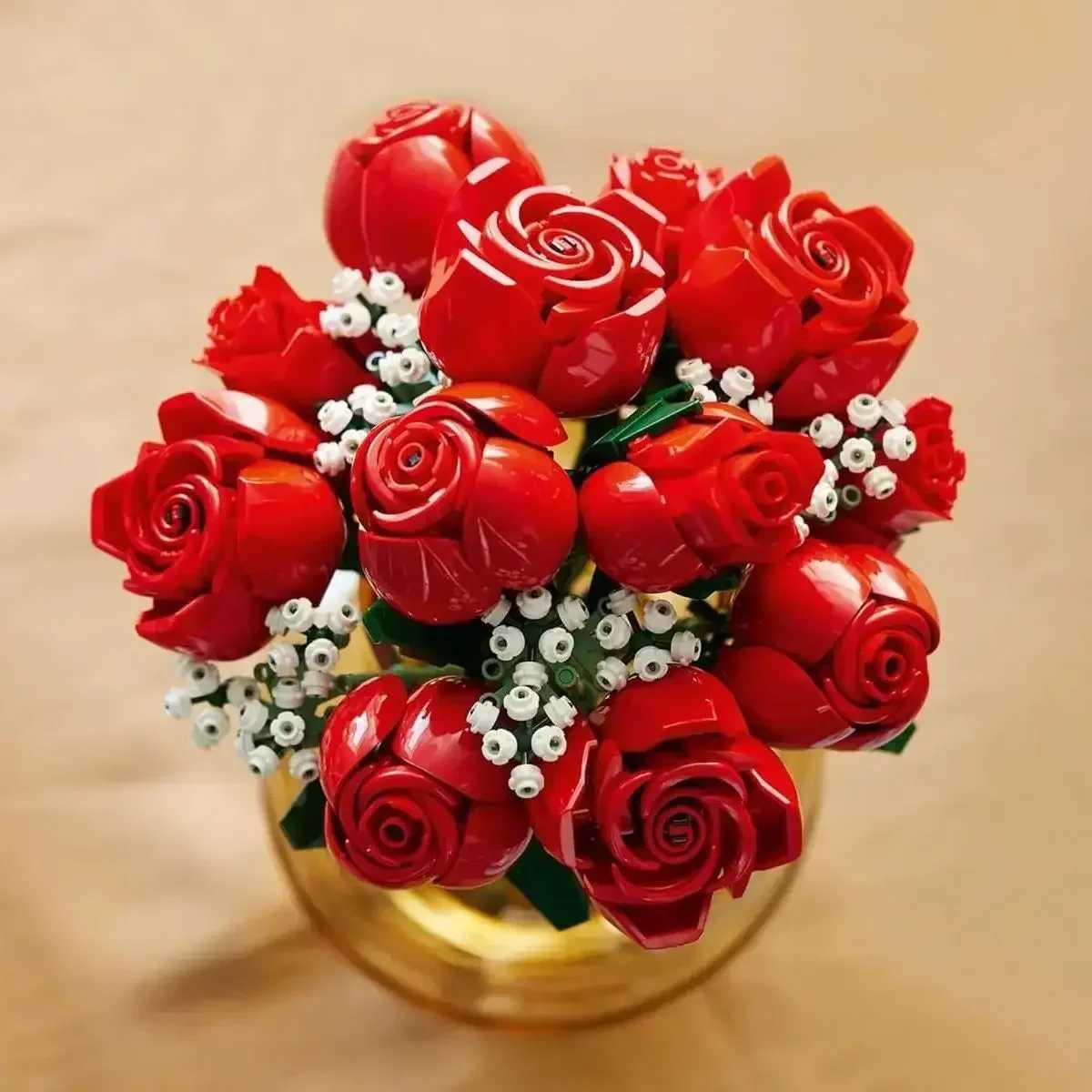 Icons Bouquet of Roses 10328 building blocks Sets Artificial Flowers for Home Dcor Gifts for Anniversary or Any Special Days W250115