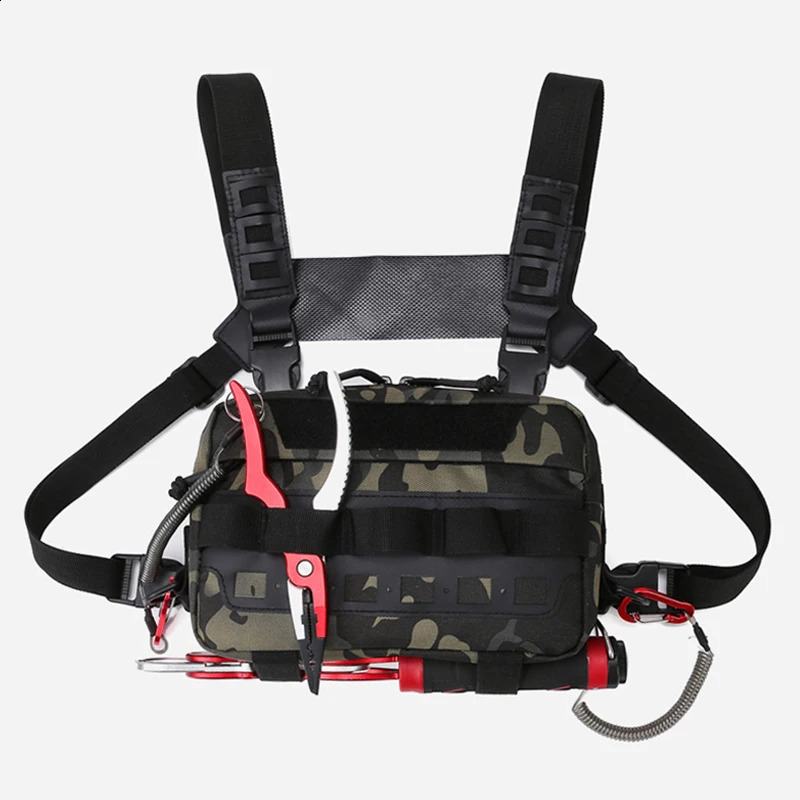 Fishing vest bag mens camouflage fishing bait practical tactical bag waist bag outdoor mountain camping hiking EDC hunting 250120