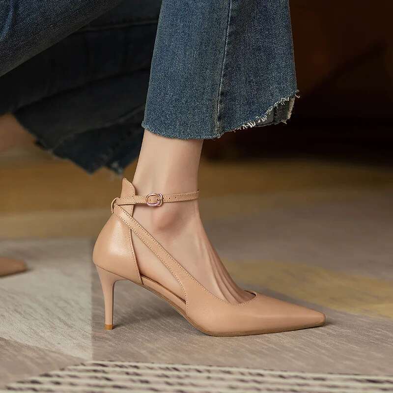 Women 2025 Spring Solid Colors Pointed Medium Heels Fashion Elegant Casual Shoes Party Sandals Pumps Talon atos