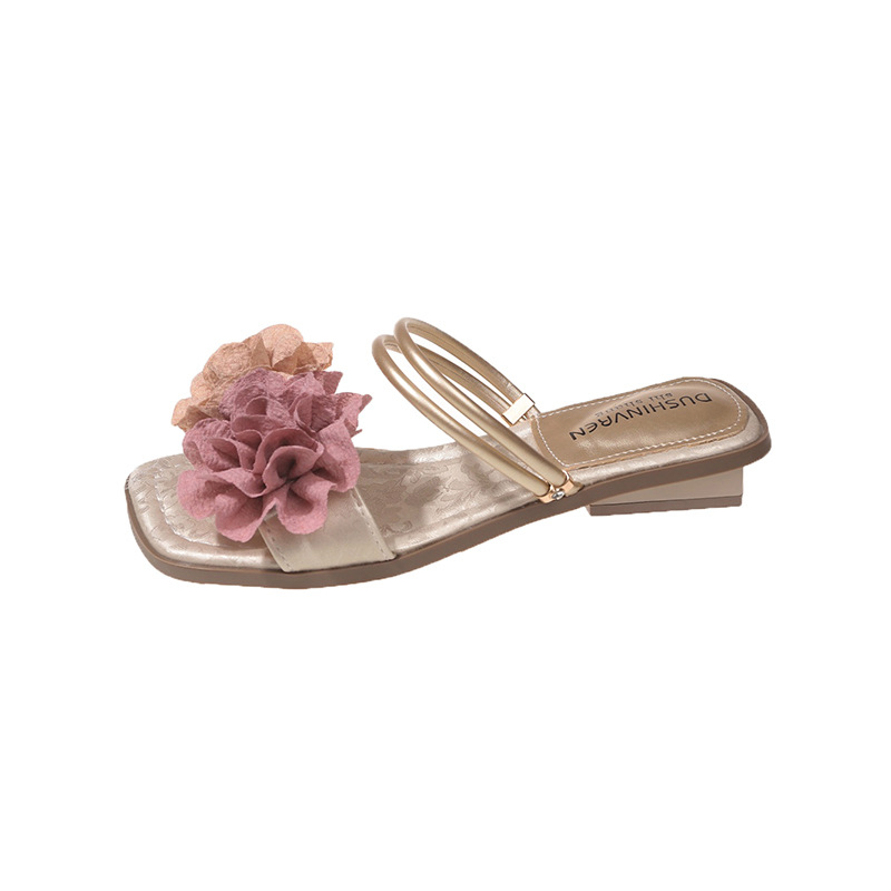 Women Slippers Fashion French Retro wer Design Outdoor Wear Triple Beige Green Champagne hot Free shipping