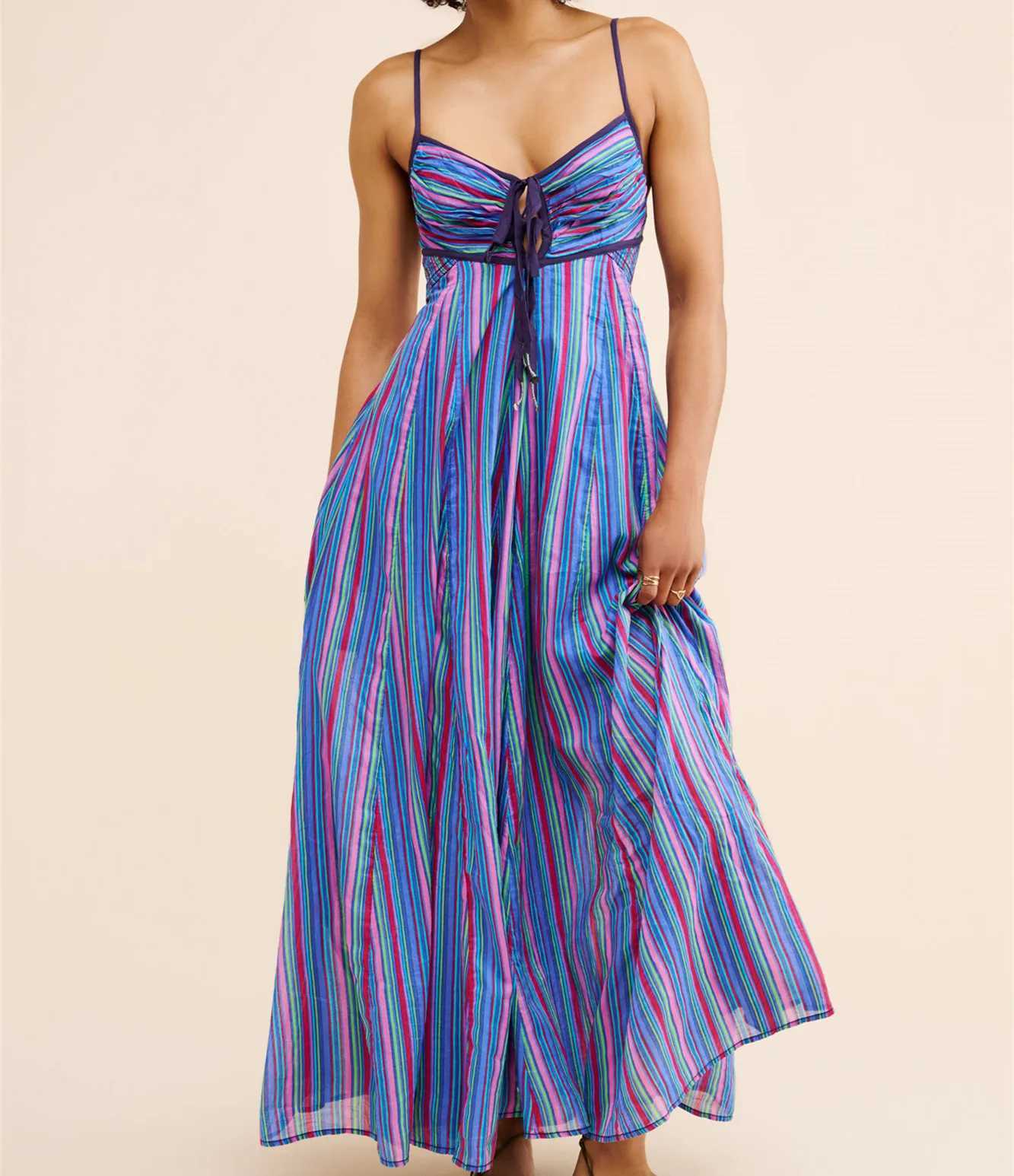 Basic Casual Dresses Y2K Vintage Women Slveless Floral Print Maxi Dress Low Cut Backless Spaghetti Strap Long Dress Summer Beach Boho Flowy Dress H251
