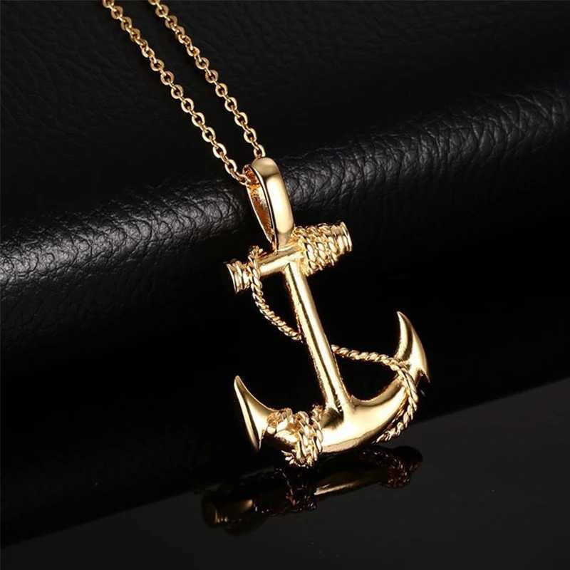 2023 Retro Anchor Cross Jesus Pendant Necklace Gold/Silver Color Classic Chain Necklace For Men Stainless Steel Jewelry GiftsXJ250121
