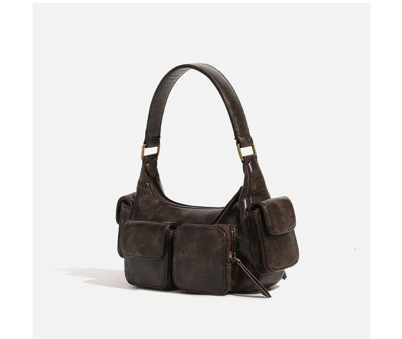 Small Double Pockets Shoulder Bags For Women 2024 New Fashion Trend Designer Underarm Bag Female Handbags And Purses Retro