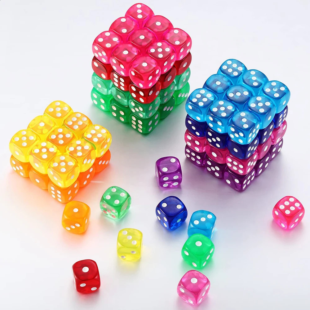 100PCSSet 6 Sided Dice 14mm D6 16 Transparent Optional Color Acrylic Rounded Edges For Table Board Games Party DND 250116