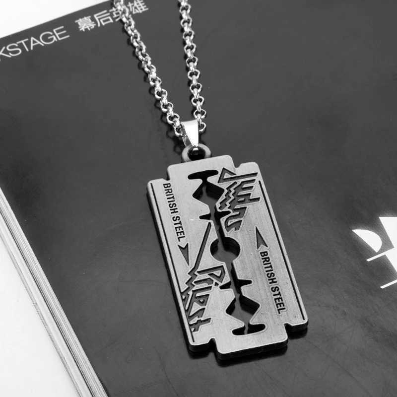 dongsheng Music Band Judas Priest Necklace razor blade shape Pendant Fashion link chain Necklaces Friendship Gift Jewelry -30XJ250121