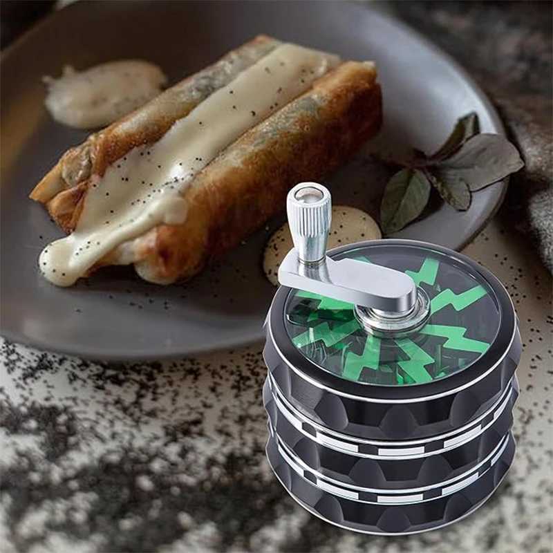 63mm manual crank 4-layer high-quality zinc alloy herb grinder herb grinder tobacco smoking tool and traditional crusher W250121