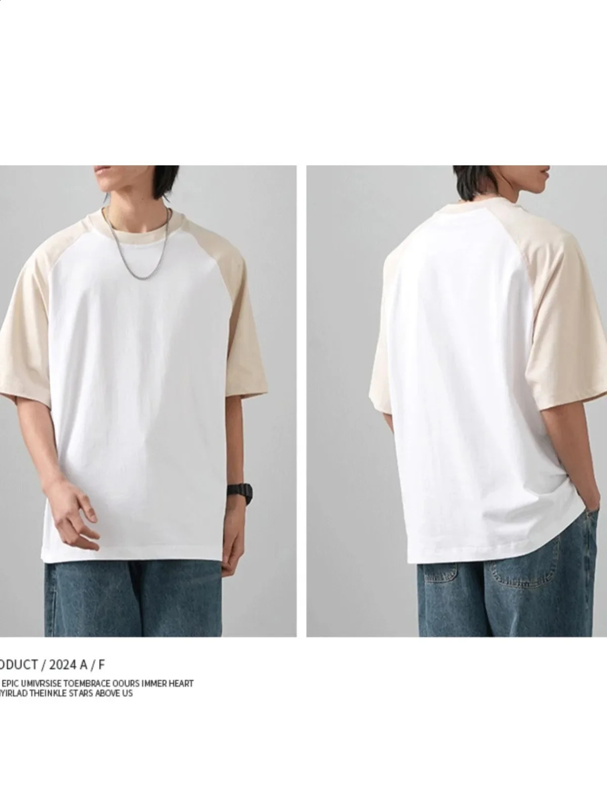 Cotton Tshirt Mens Patchwork Color Short Sleeve White Black Basic Tees Top Woman Summer Y2K Fashion Trend 250120Z