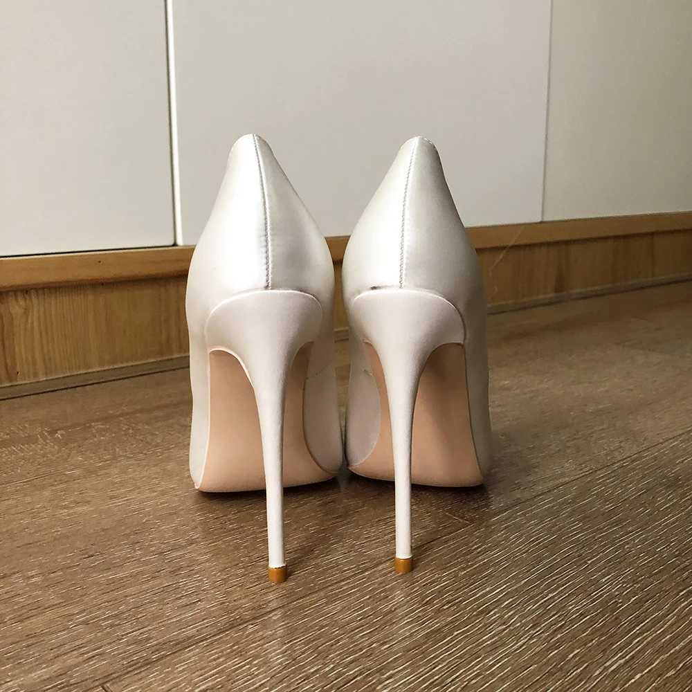 Veowalk Solid White Satin Wen Pointed Toe Slip On Stiletto hot Pumps Elegant Wedding Party High Heel Shoes Custizable Z250121