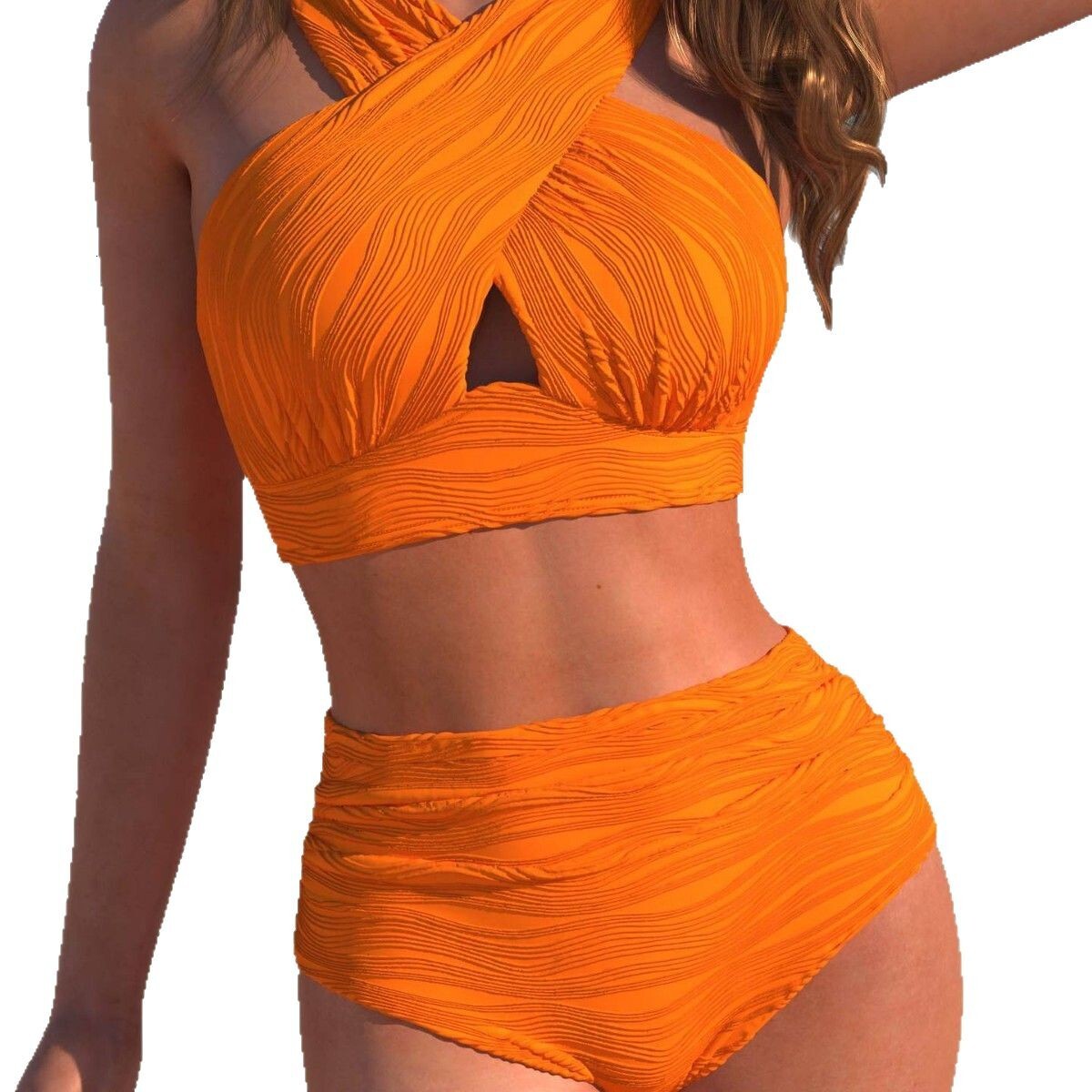 bikini swimsuits designer womens bikini designer swimwear 2025 new high waisted bikini hanging neck pleated swimsuit solid color sexy s a78