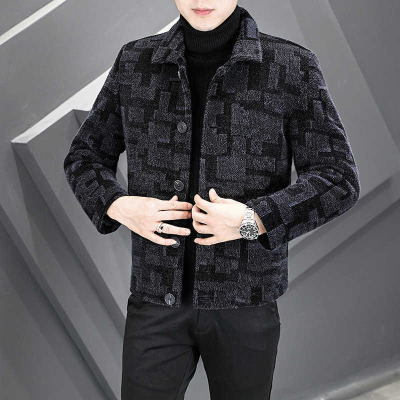Winter thick warm wool blend jacket mens fashion plain casual jacket ultra-thin lapel street clothing coat social mens clothing 2022 W240925