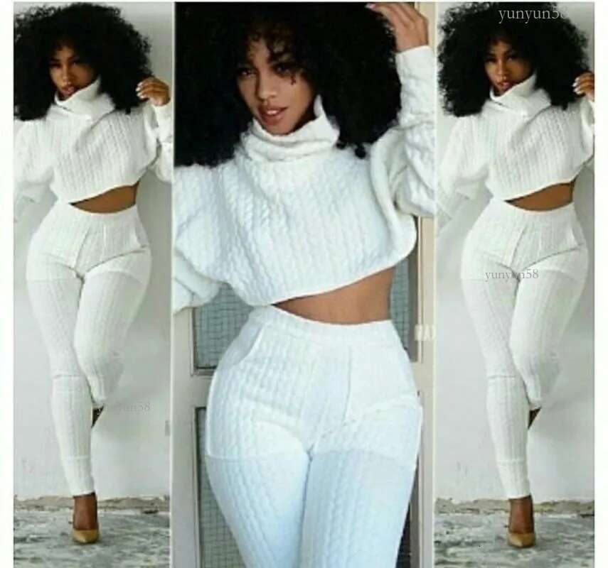 2020 Winter Sexy Fashion Design Casual Long Pants Two Pieces Rompers Women Jumpsuit Solid Thick Bodysuit Woman Clothing