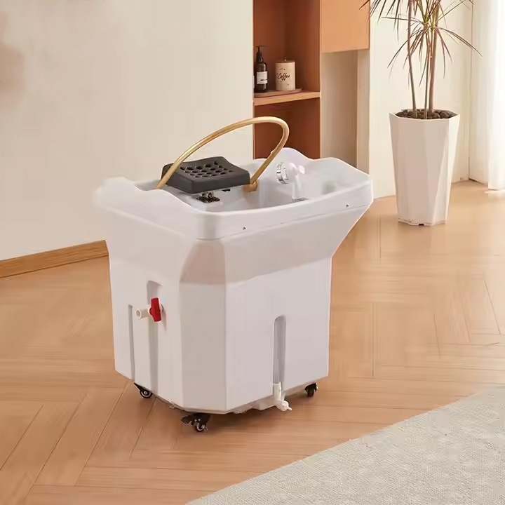 HengChi Hot Sale Beauty Salon 60L Water Tank Salon Furniture Portable Adjustable Height Washing Hair Bowl Shampoo Basin Sink