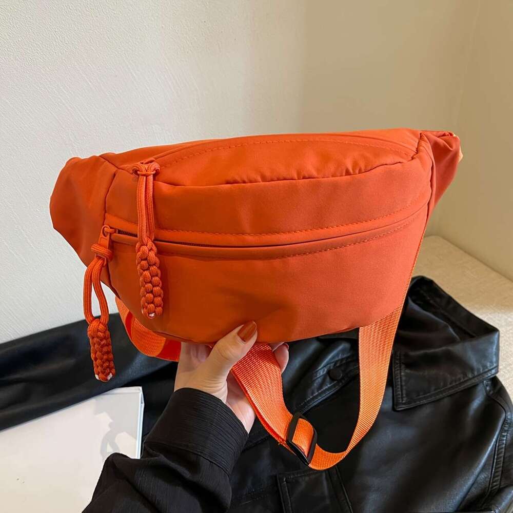 Multi pocket women's solid color casual sports crossbody and chest bag, outdoor hip waist bag