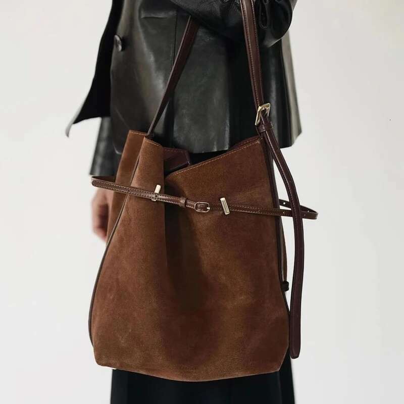 Faux Suede Bucket Underarm Bags For Women Designer Handbags And Purses 2024 New In Vintage Commuting Shoulder Crossbody