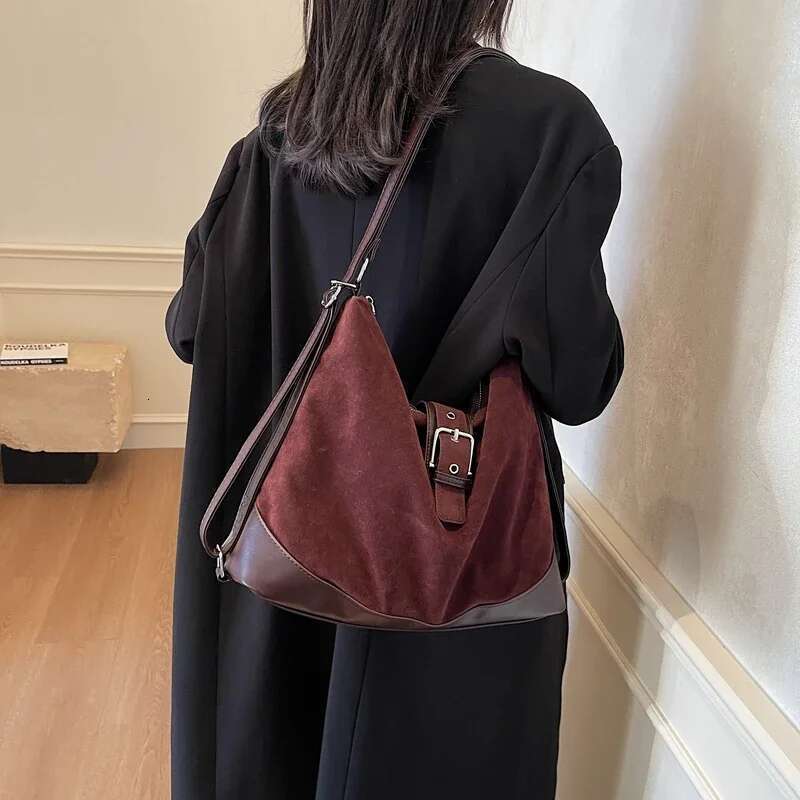 Faux Suede Underarm Bags for Women 2025 Spring Y2K New Shoulder Crossbody Bag Females Handbags and Purses