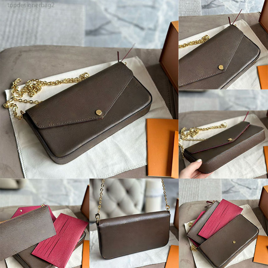 Designer shoulder bag mini Women chain crossbody bag luxury handbag Easy Pouch On Strap embossed letter purse lady old flower three in one envelope bag underarm hobo