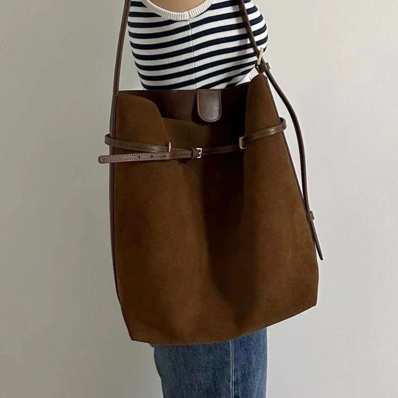 Faux Suede Bucket Underarm Bags For Women Designer Handbags And Purses 2024 New In Vintage Commuting Shoulder Crossbody