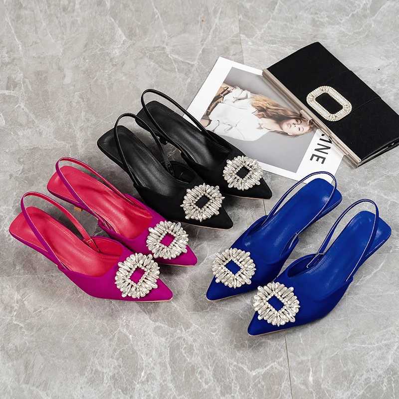 Summer Bride Cfortable Triangle Heeled Party Wedding Shoes 2022 Brand Wen Pumps Crystal Sgback High H Z250121