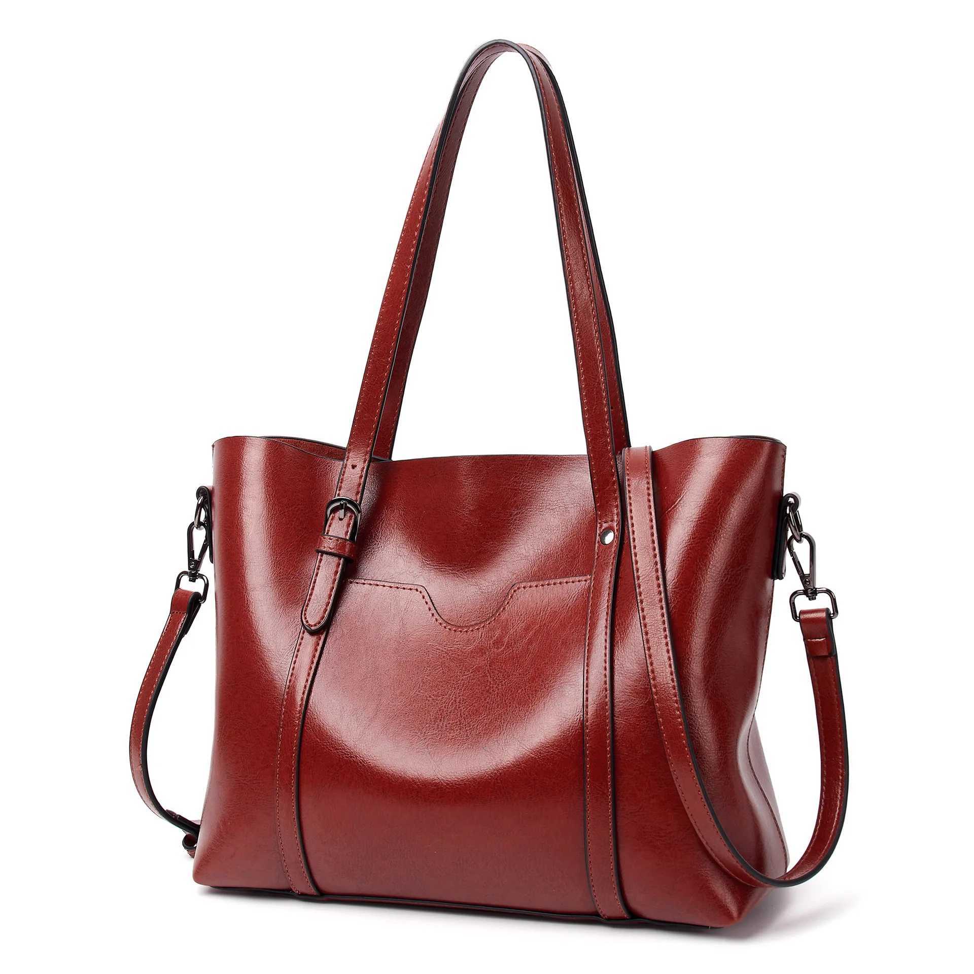 New Arrival Large Capacity Women Shoulder Bag PU Leather Fashion Leisure Female Tote Bags Vintage Style Solid Color Simplicity Handbags Z250118