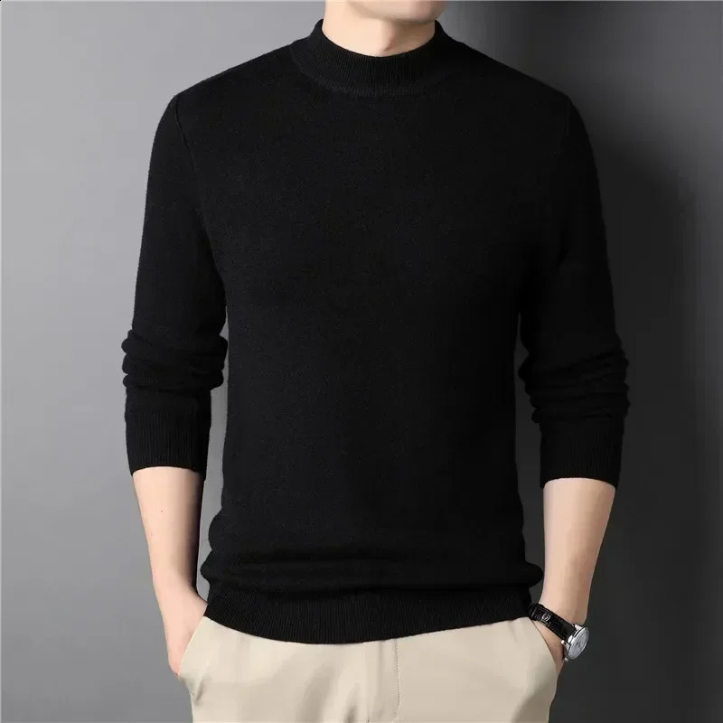 2024 Mens Cashmere Sweater Half Turtleneck Men Sweaters Knit Pullovers for Male Youth Slim Knitwear Man 250114Z